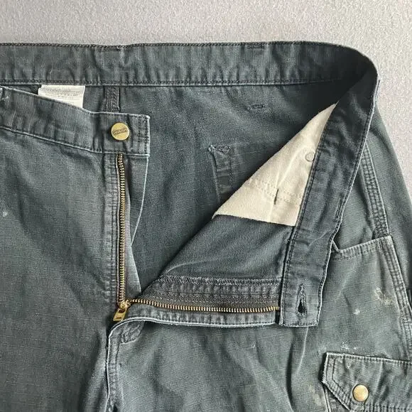 Carhartt Cargo Pants Mens 37x30 Black Relaxed Fit Double Knee Workwear Utility - Picture 10 of 16